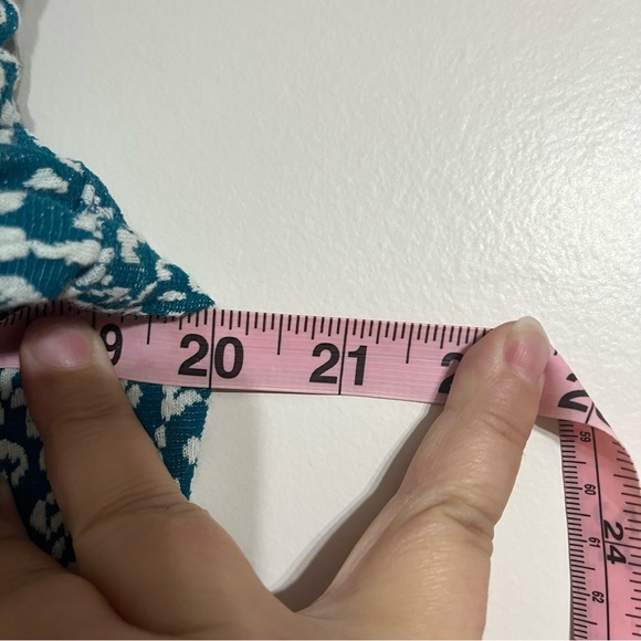 Women’s Isaac Mizrahi Live Teal Blue Patterned Snap Front Jacket Size Medium - Picture 5 of 7